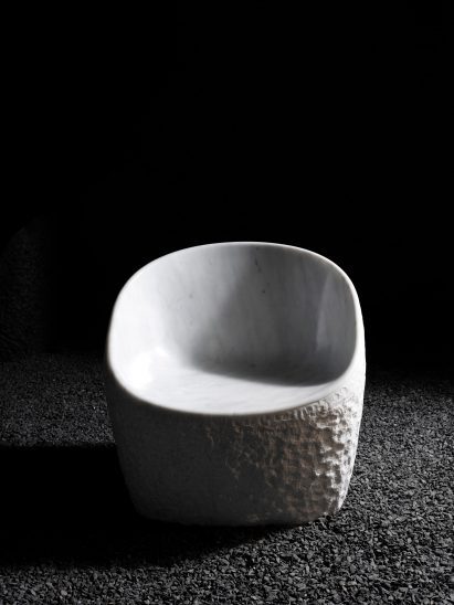 White carrera marble chair