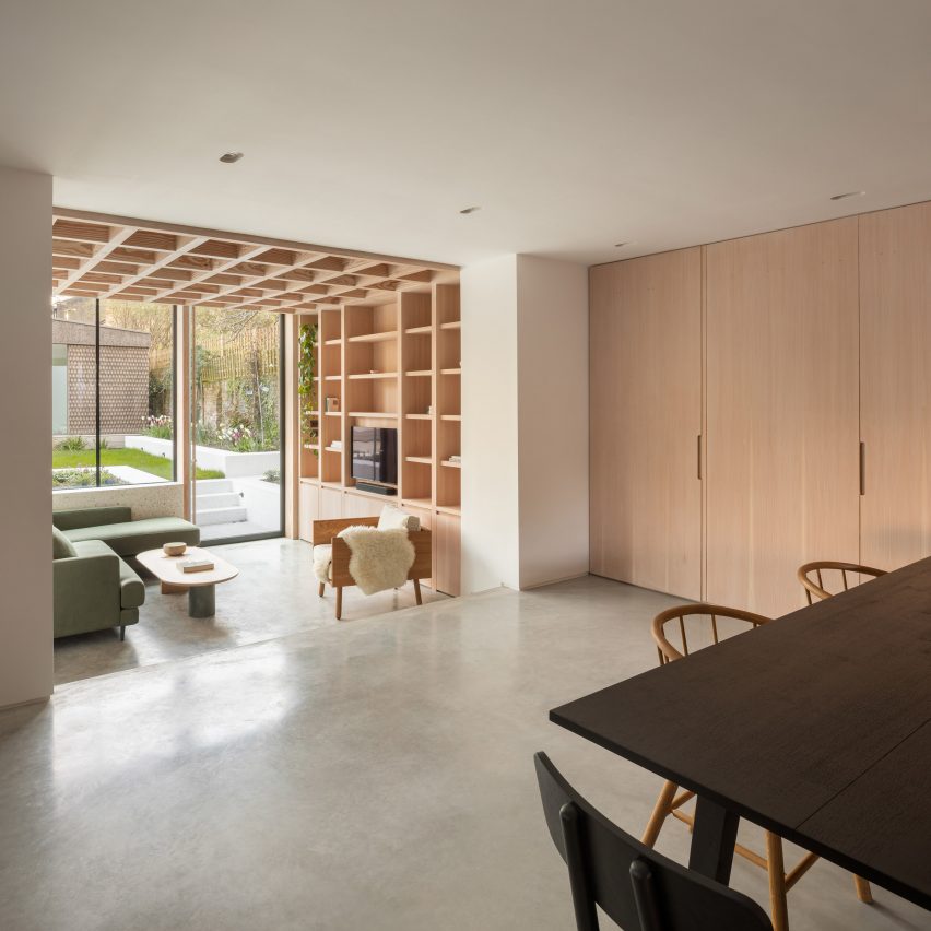 Dining room and lounge in a home extension