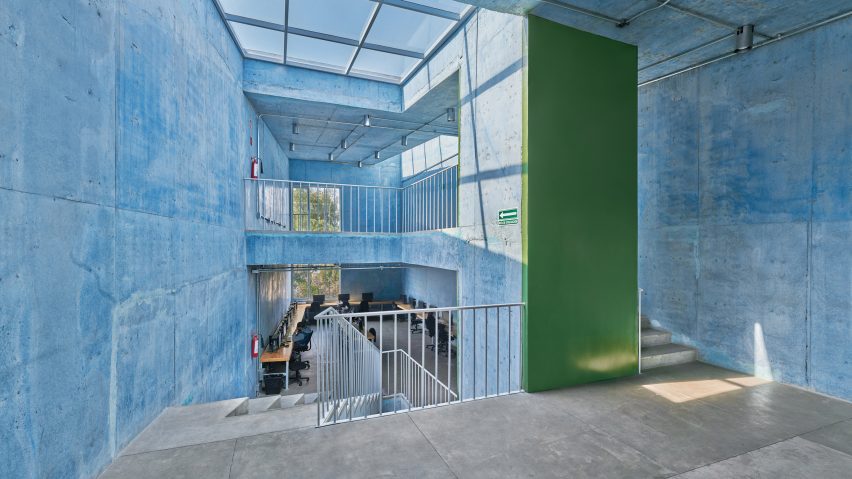 Mexico City community centre features blue-tinted concrete walls