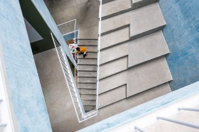Central staircase from an aerial view