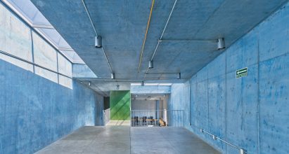 Blue concrete walls
