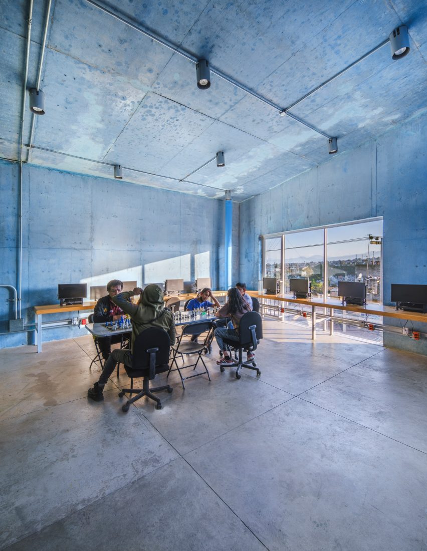 Coloured concrete interiors