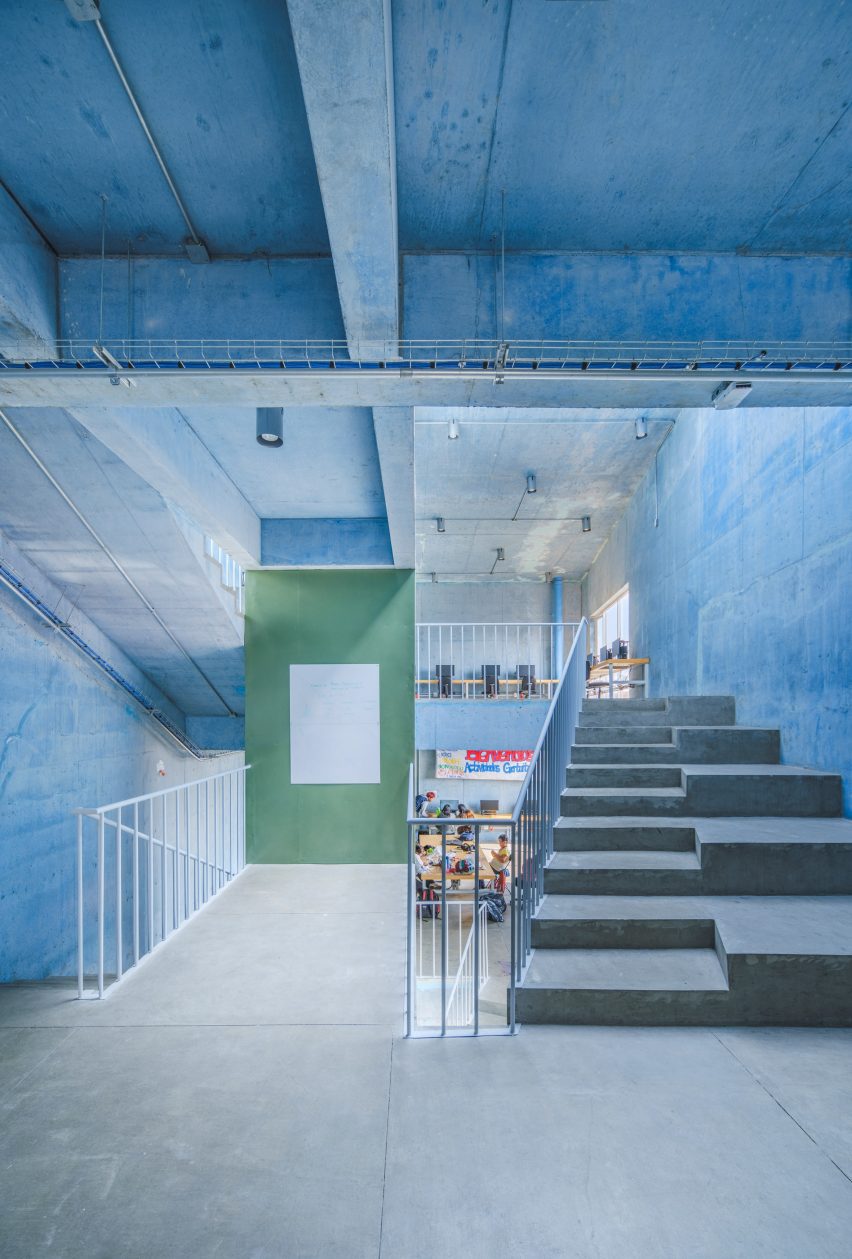 Coloured concrete interiors