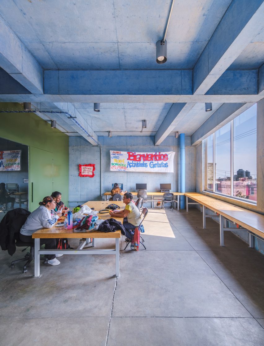 Coloured concrete interiors