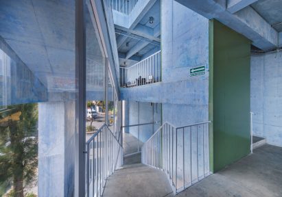 Coloured concrete building in Mexico City