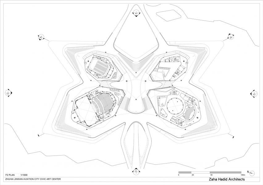 Floor plan of Zhuhai Jinwan Civic Art Centre by Zaha Hadid Architects