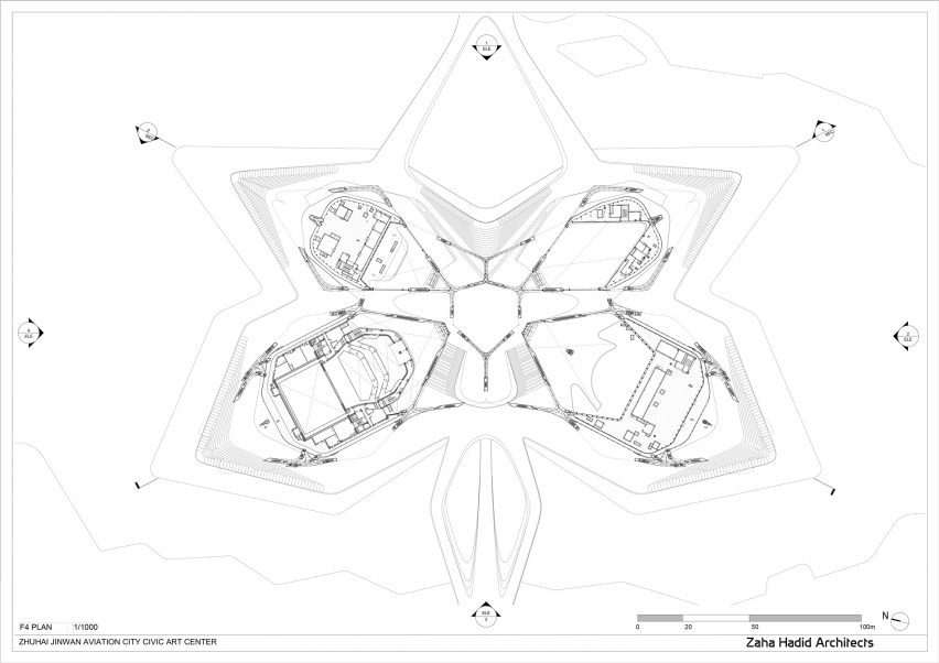 Floor plan of Zhuhai Jinwan Civic Art Centre by Zaha Hadid Architects