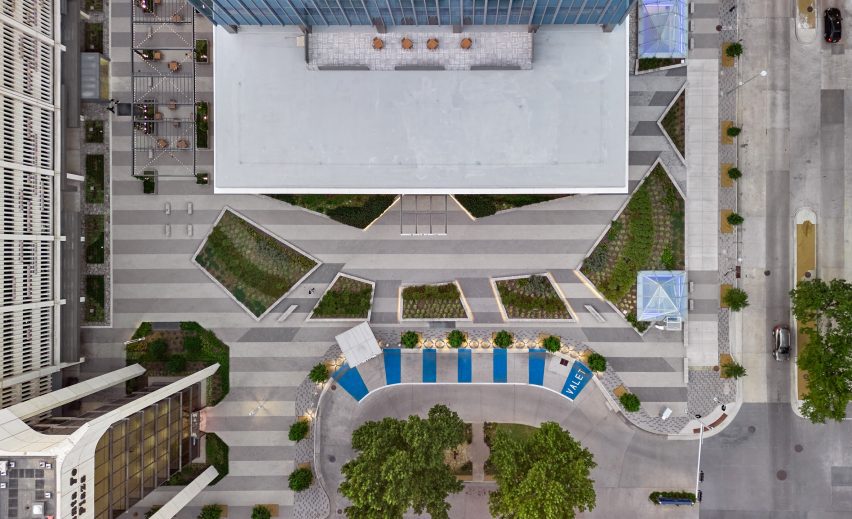 overhead shot of plaza