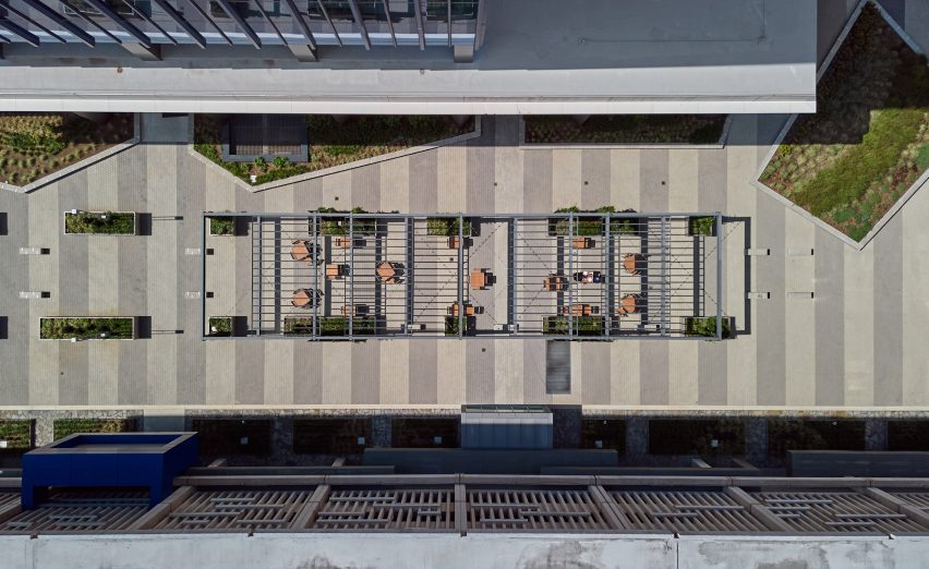 overhead shot of outdoor seating