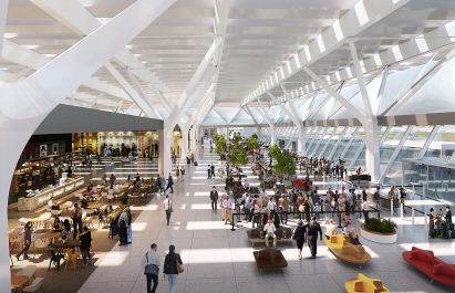 Interior render of Aeroporto Amerigo Vespucci by Rafael Viñoly Architects