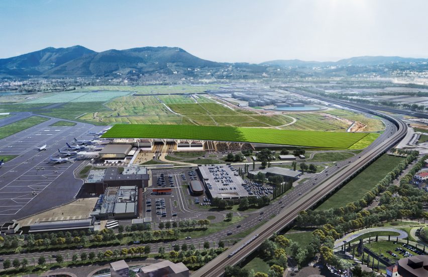 Render of Aeroporto Amerigo Vespucci by Rafael Viñoly Architects