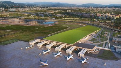 Vineyard beside aeroplanes at Florence airport