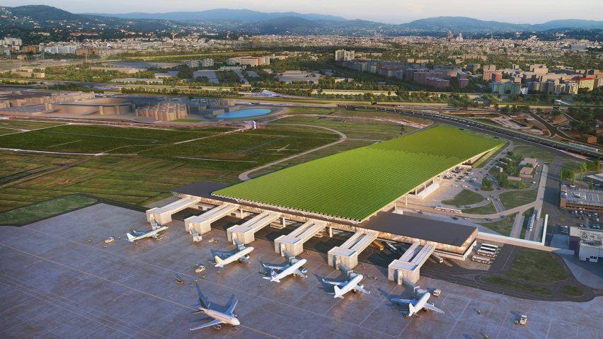Render of Aeroporto Amerigo Vespucci by Rafael Viñoly Architects