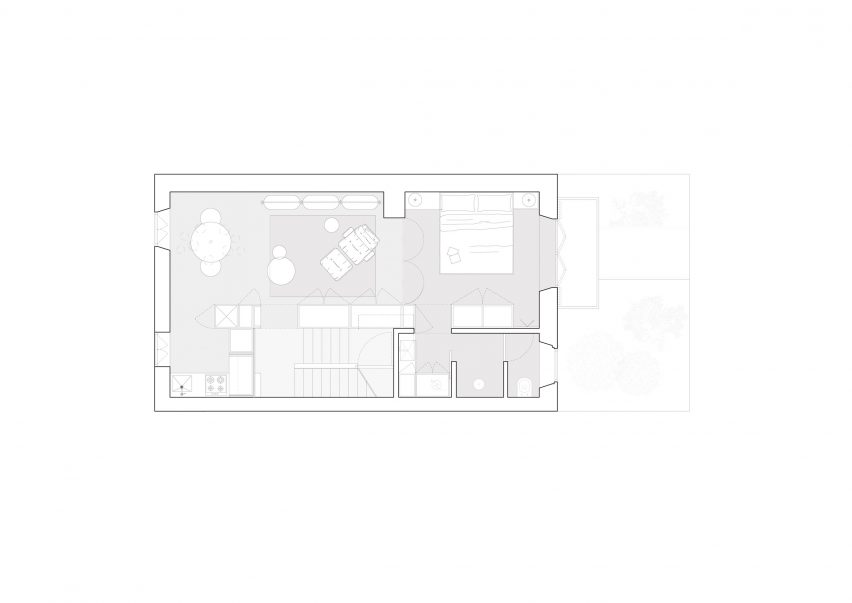 First floor plan of Green Nest Apartment by AIM Studio in Milan