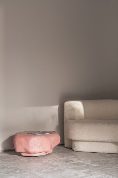Seating area with fleshy table from Laser Clinic Interiors in Ukraine by Anastasiia Tempynska