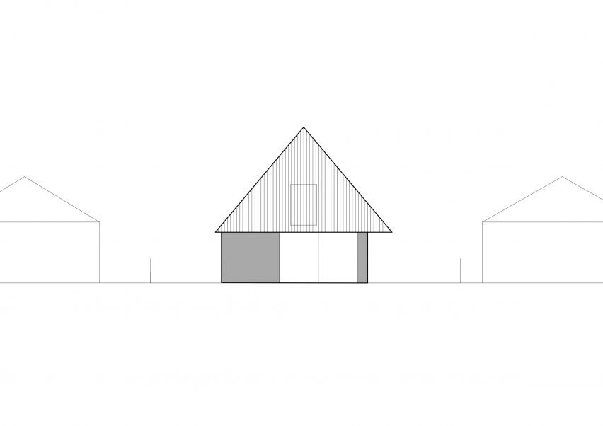 Elevation of Hut-inspired House by Atelier Hajný