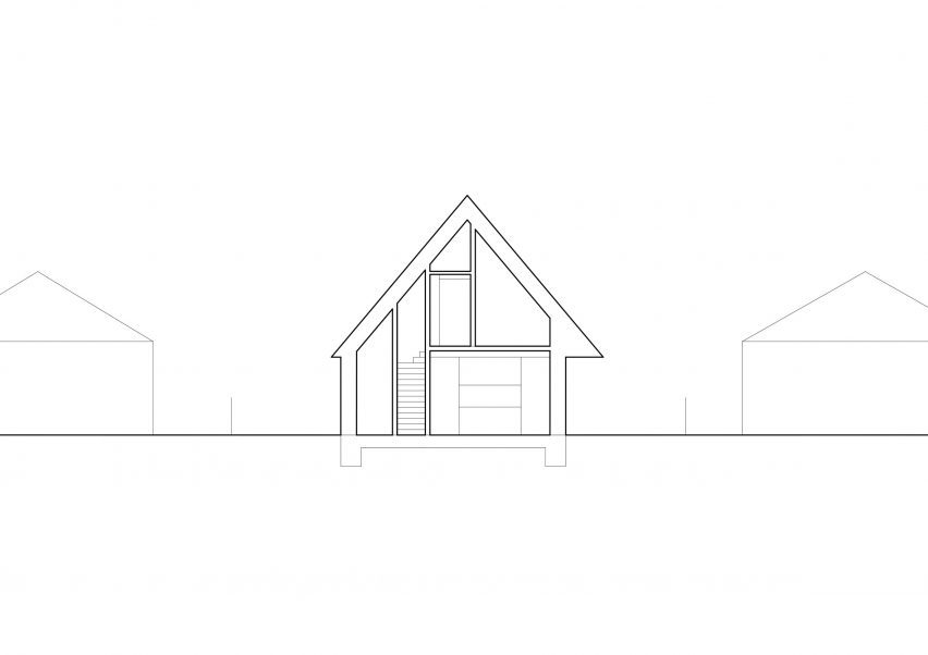 Section of Hut-inspired House by Atelier Hajný