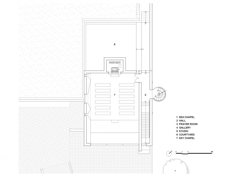 Ground floor plan of Meditation Chapel by Atelier Koma