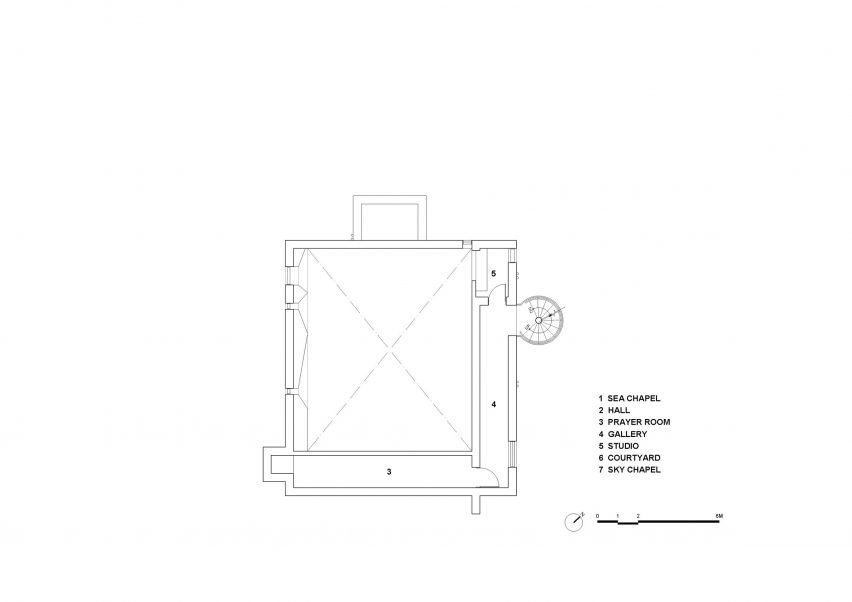 First floor plan of Meditation Chapel by Atelier Koma
