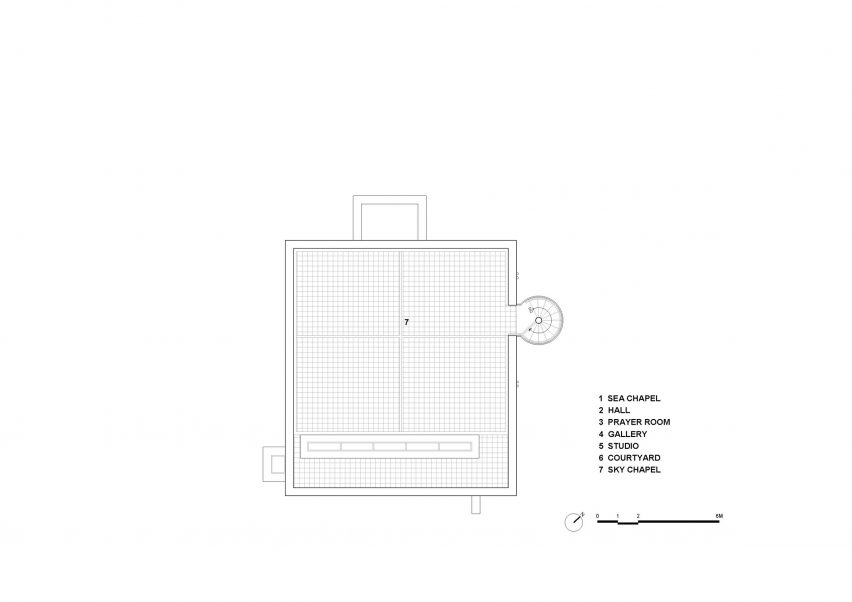 Roof plan of Meditation Chapel by Atelier Koma