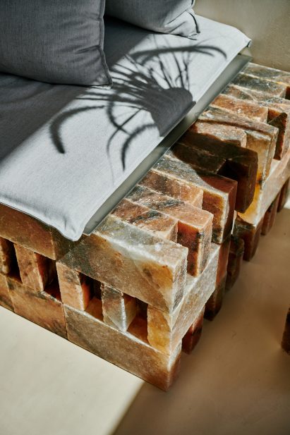Rock salt bench in Austa