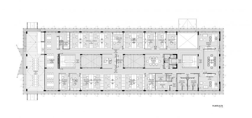 Plan drawing of Biofarma building in Argentina by Santiago Viale and Juan Manuel Juarez