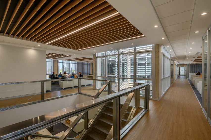 Office building with wood detailing