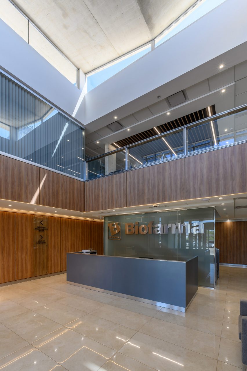 Wooden paneling in lobby