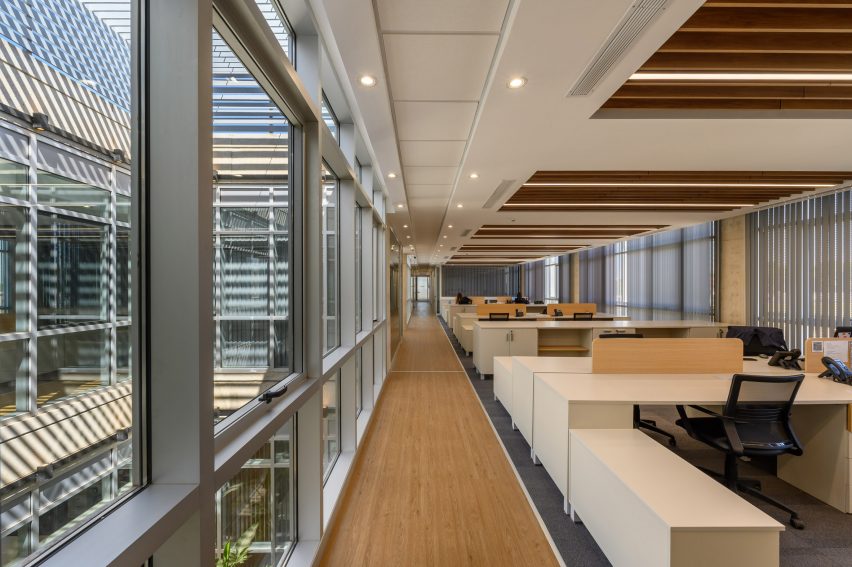 An office building with a a small courtyard
