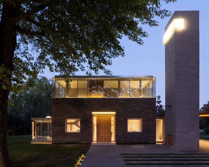 house illuminated at night