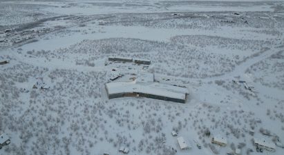 Aerial photo of snowy Norwegian landscape