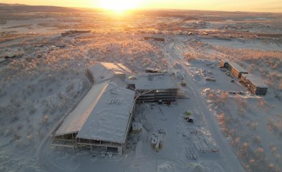 Aerial photo of Čoarvemátta by Snøhetta under construction