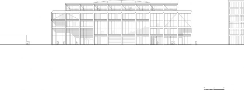 Elevation of Concrete maritime academy in Denmark by EFFEKT and CF Moller Architects