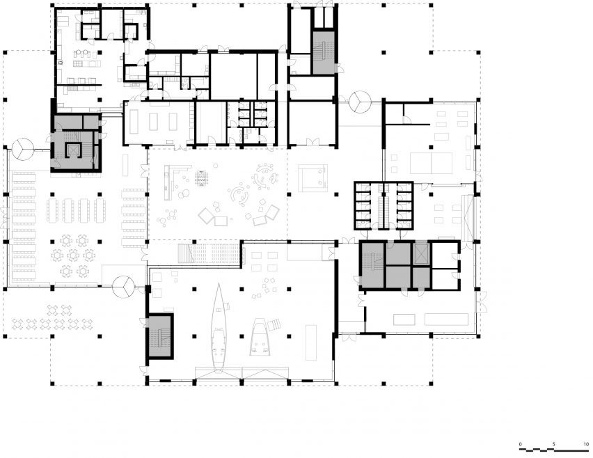 Level one floor plan of Concrete maritime academy in Denmark by EFFEKT and CF Moller Architects