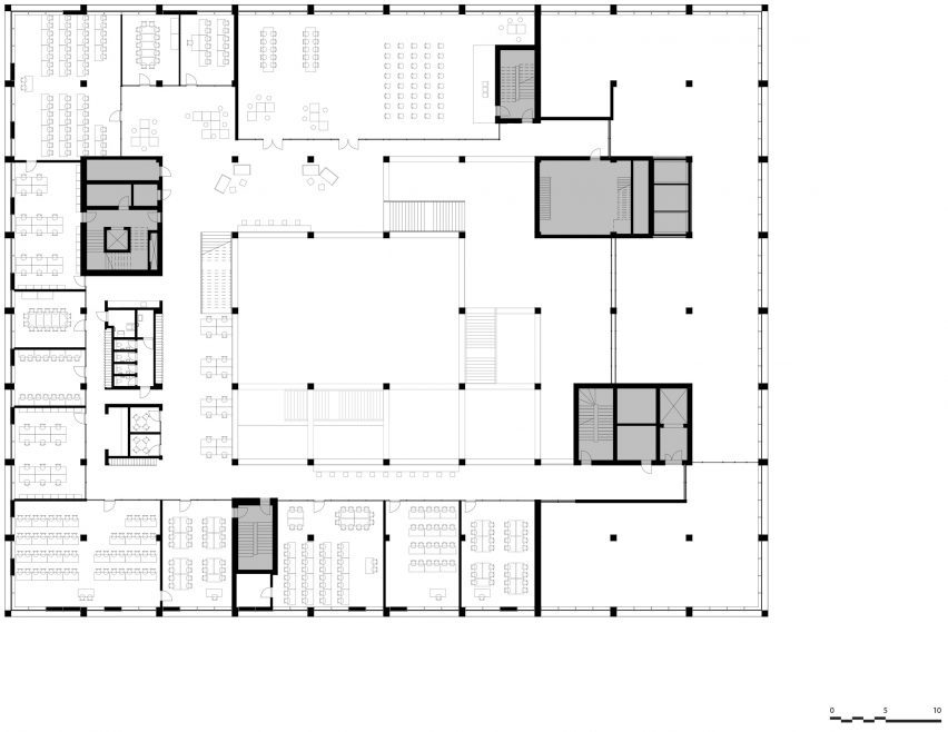 Level four floor plan of concrete maritime academy in Denmark by EFFEKT and CF Moller Architects