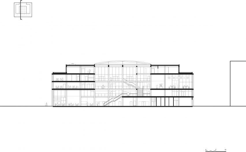Section of Concrete maritime academy in Denmark by EFFEKT and CF Moller Architects