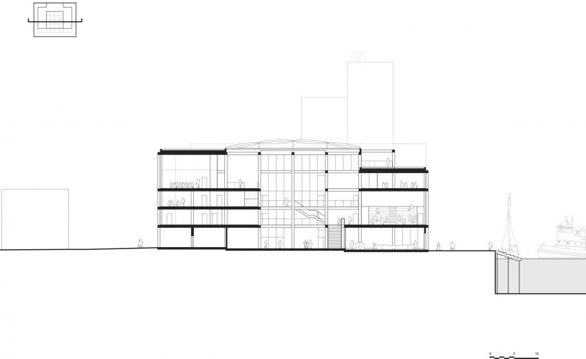 Section of Concrete maritime academy in Denmark by EFFEKT and CF Moller Architects