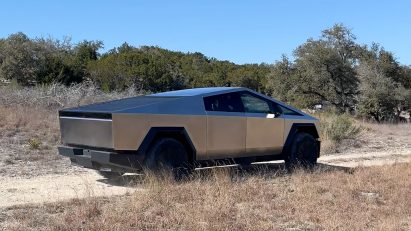 Cybertruck seen from the rear
