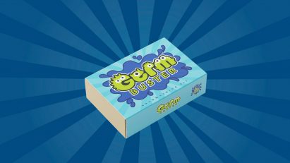 Germ Buster handwashing kit on a blue backdrop