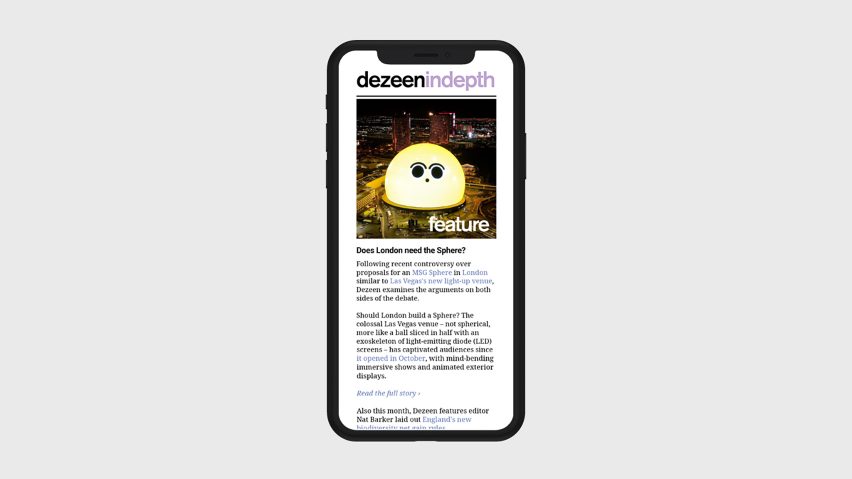 Dezeen In Depth newsletter preview