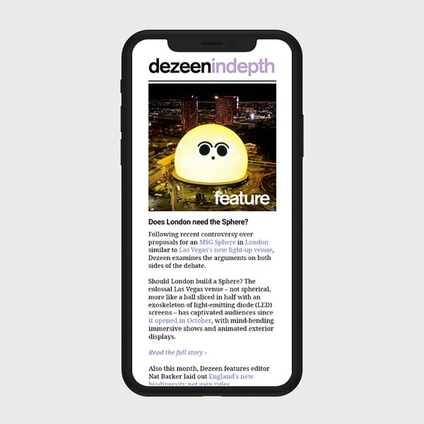 Dezeen In Depth newsletter preview