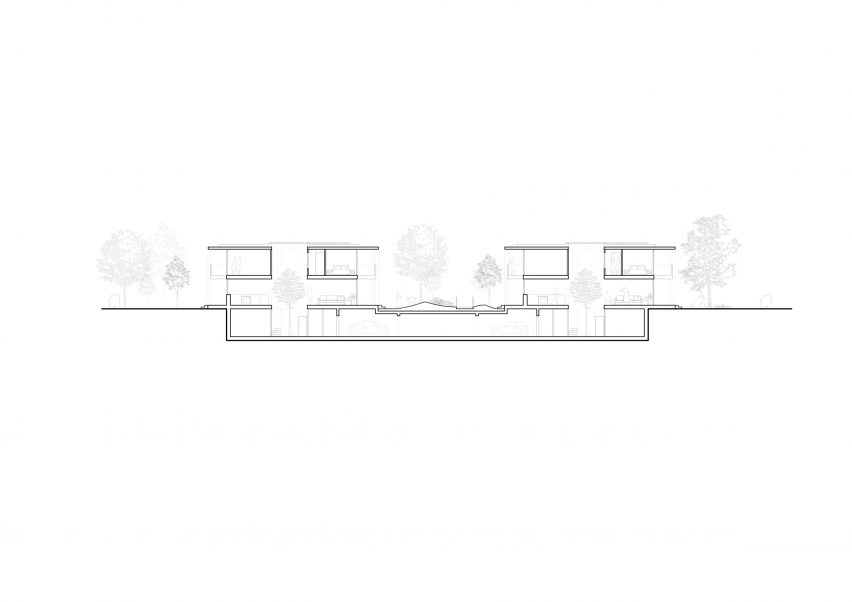 Section drawing of villas in Geneva, Switzerland by G8A