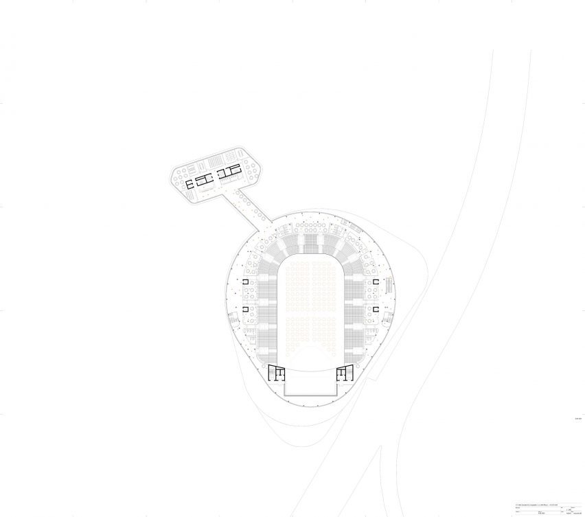 Plan drawing of multi-purpose arena in Bergen, Norway by CF Møller Architects