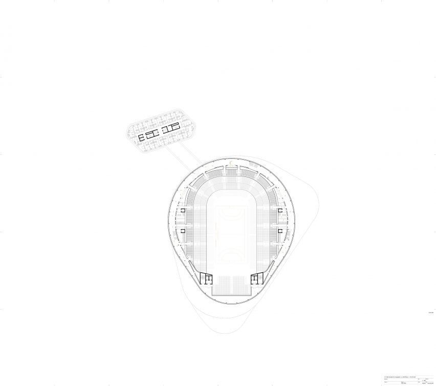 Plan drawing of multi-purpose arena in Bergen, Norway by CF Møller Architects