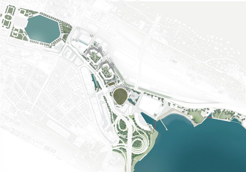 Site plan of Bergen arena by CF Møller