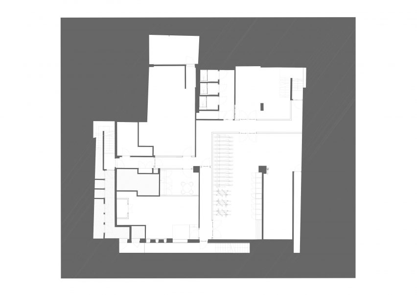 Plan drawing of 1970s office building in Fitzrovia, London by dMFK Architects