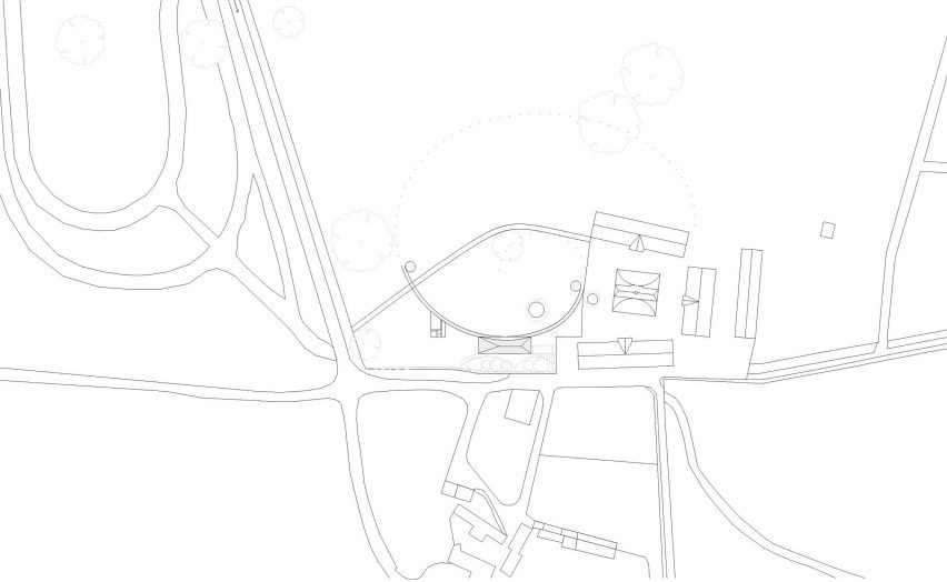 Site plan of the Arc Polo Farm clubhouse by DROO