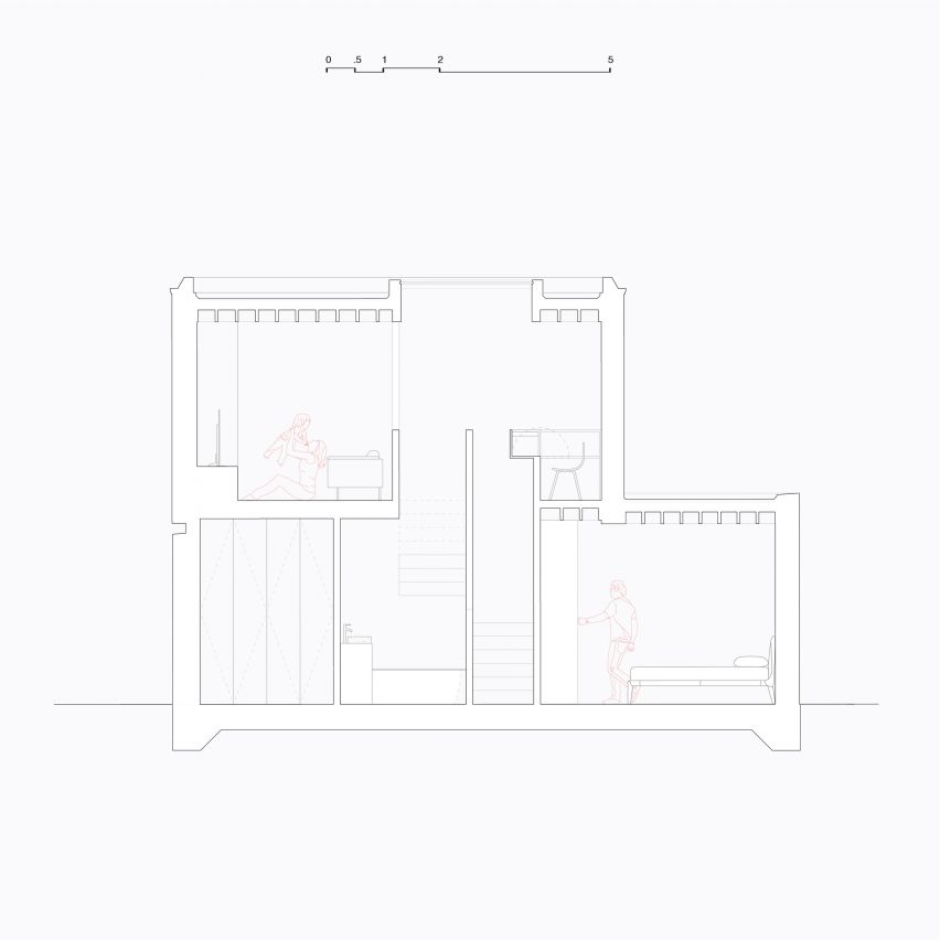 Section BB of infill home by Gró Works in Dublin, Ireland.