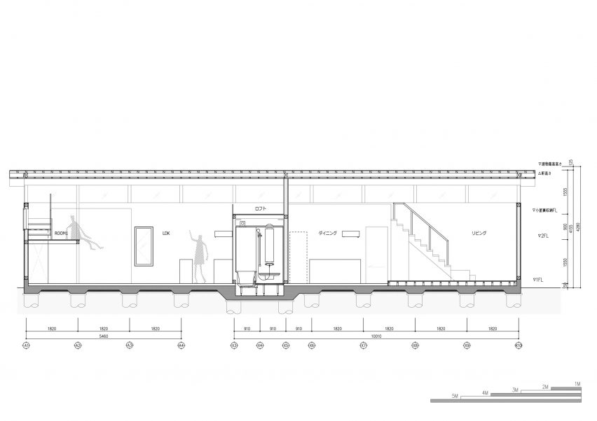 Section drawing of Forest of Pillars by IGArchitects
