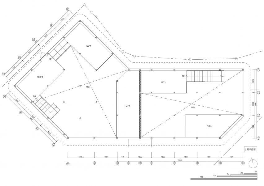 Upper floor plan of Forest of Pillars by IGArchitects